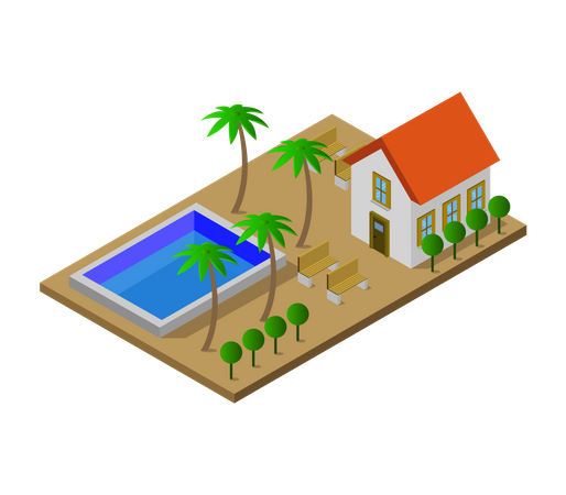 Residence with swimming pool  Illustration