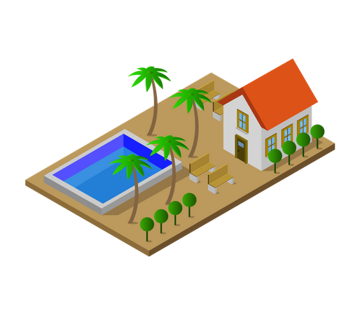 Residencia con piscina  Ilustración