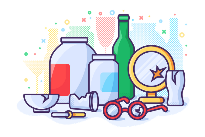 Resíduos de vidro  Ilustração