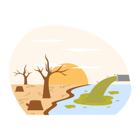 Residuos líquidos muy tóxicos se vierten al agua  Illustration