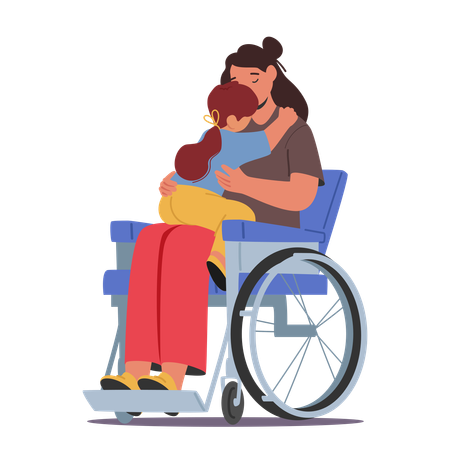 Resilient Disabled Mother In Wheelchair  イラスト