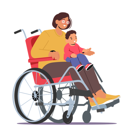 Resilient Disabled Mother In Wheelchair Shares Tender Moments With Her Little Child  Illustration