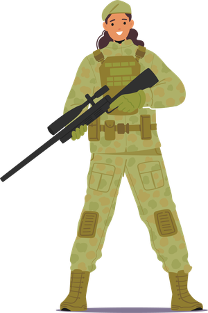 Resilient Woman Soldier  Illustration
