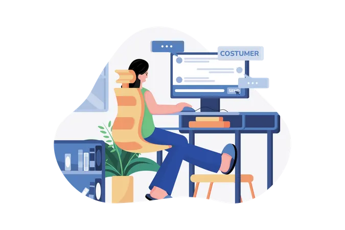 Contestar el chat del cliente desde casa  Illustration