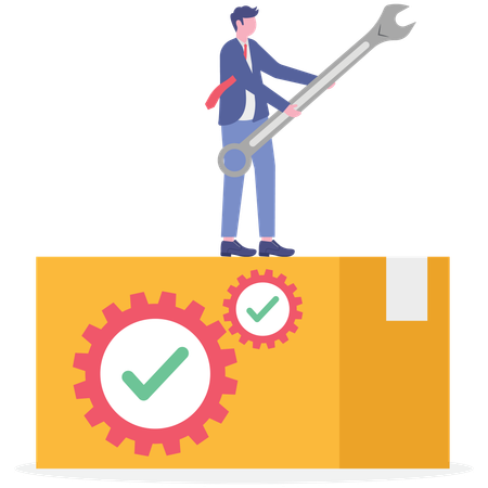Responsable du contrôle qualité travaillant sur le réglage du produit  Illustration