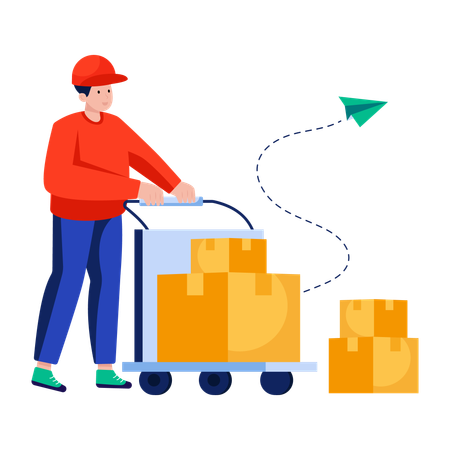 Responsable envoyant les produits au point de livraison  Illustration