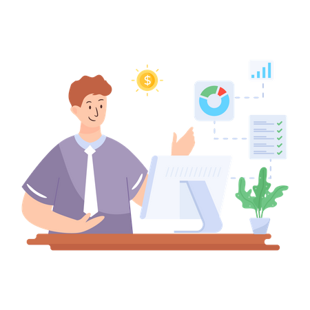Responsable marketing gérant les données  Illustration