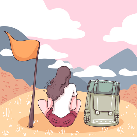 Rest during hiking  일러스트레이션