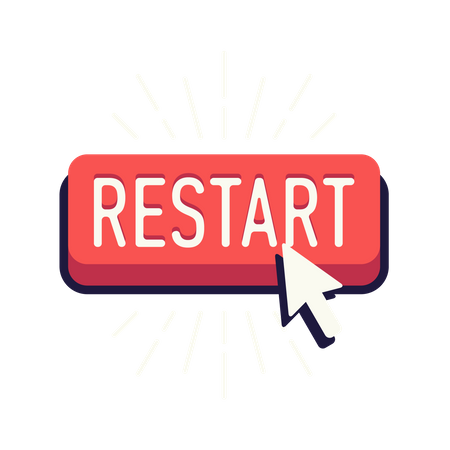 Restart button with cursor Illustration