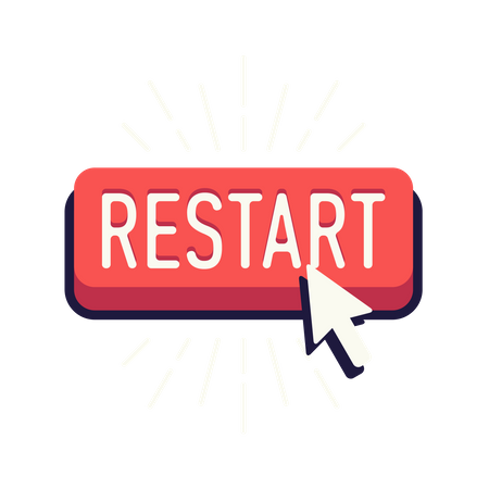 Restart button with cursor  Illustration