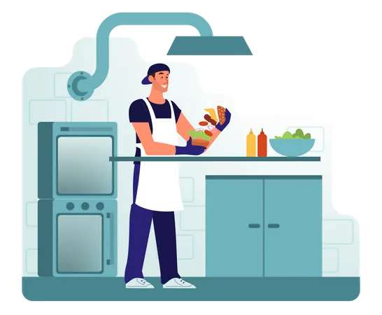 Restaurant chef cooking  Illustration