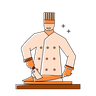 chef chopping fish illustration