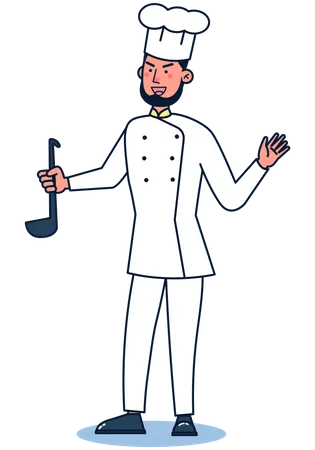 Restaurant Chef holding spoon  Illustration