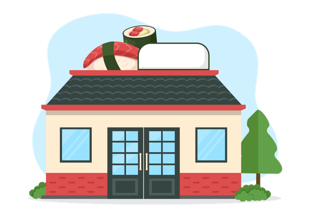 Restaurant de cuisine asiatique  Illustration