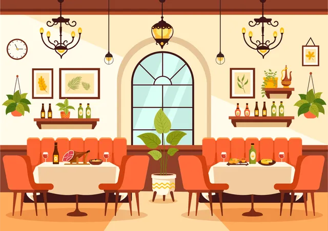 Restaurant de cuisine espagnole  Illustration