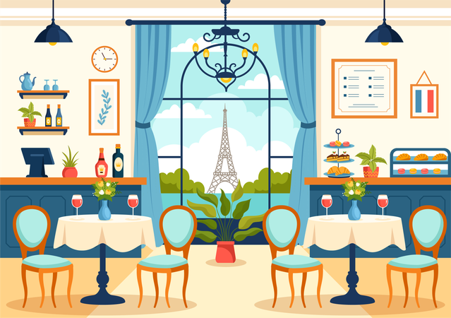 Restaurant de cuisine française  Illustration