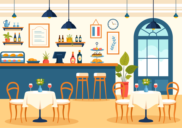 Restaurant de cuisine française  Illustration