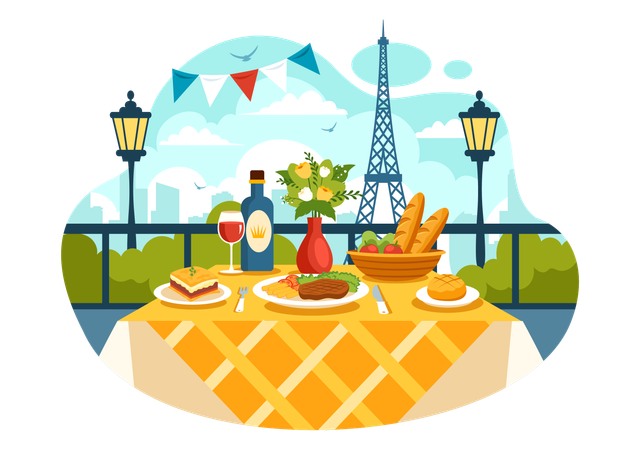 Restaurant de cuisine française  Illustration