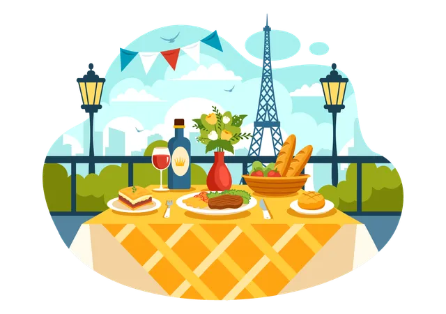 Restaurant de cuisine française  Illustration