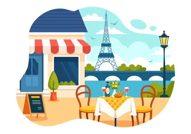 Restaurant de cuisine française  Illustration