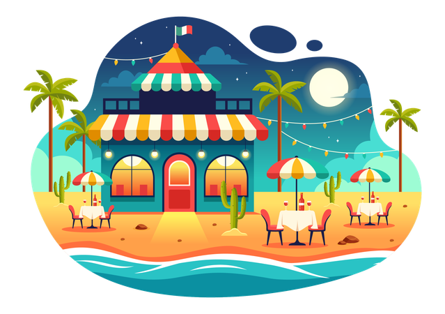 Restaurant de cuisine mexicaine  Illustration