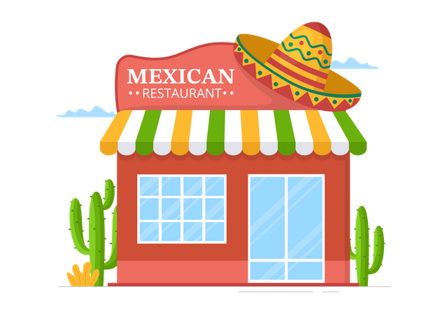Restaurant de cuisine mexicaine  Illustration