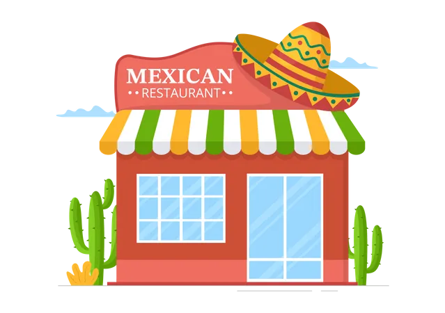 Restaurant de cuisine mexicaine  Illustration