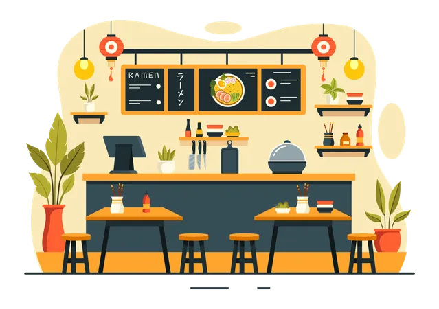 Restaurant de ramen japonais  Illustration