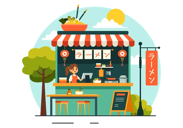 Restaurant de ramen japonais  Illustration