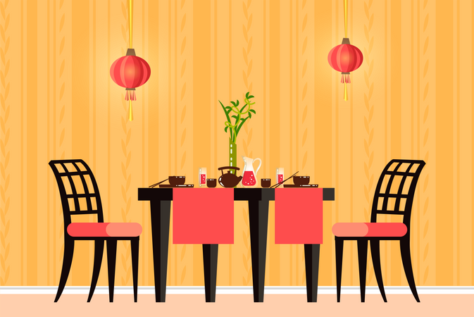 Restaurant dining table Illustration