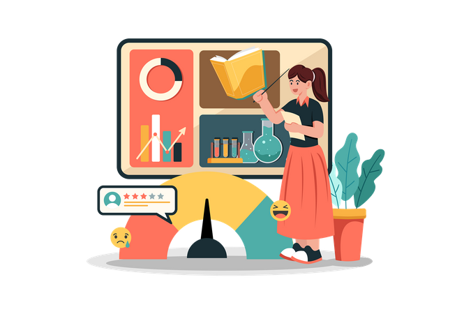 Restaurant manager using customer feedback to improve menu options and service  イラスト