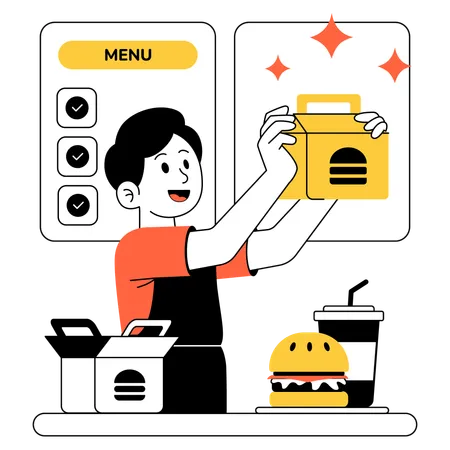 An Illustration Of Restaurant Preparing The Food Illustration