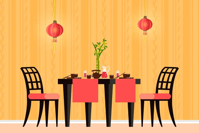 Table à manger de restaurant  Illustration