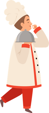 Restaurant waiter serving food  Illustration