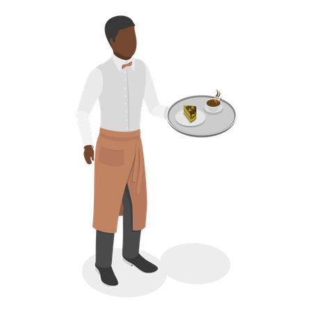 Restaurant Waiters serving food at restaurant  Illustration