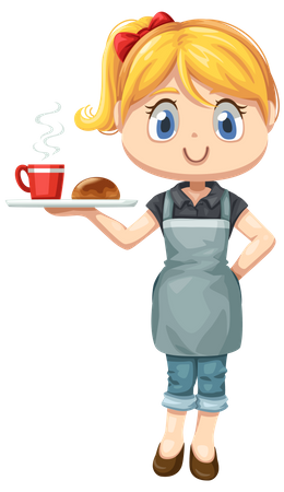 Restaurant waitress serving breakfast  Illustration