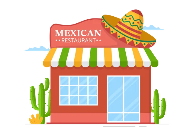 Restaurante de comida mexicana  Ilustración