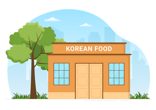 Restaurante de comida coreana  Ilustración
