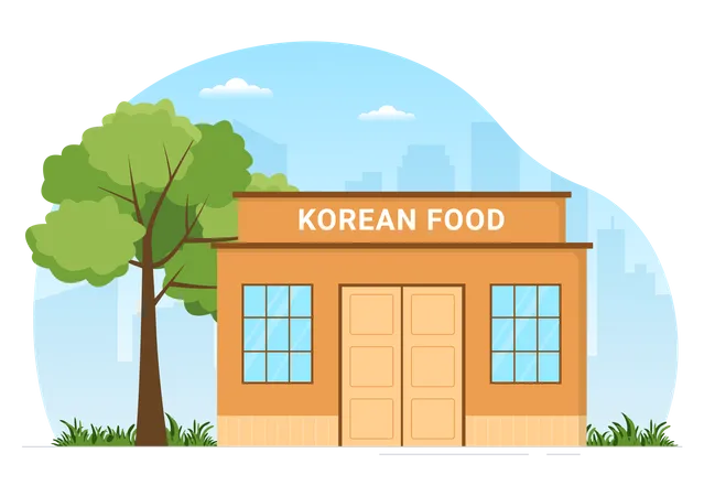 Restaurante de comida coreana  Ilustración
