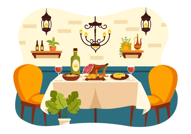 Restaurante espanhol  Ilustração