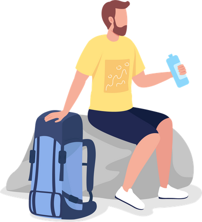 Resting backpacker Illustration