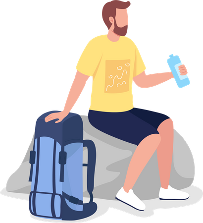 Resting backpacker  Illustration