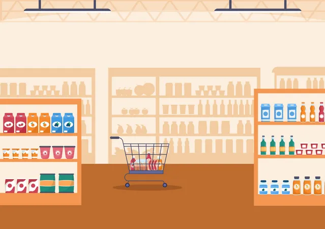 Retail grocery shop Illustration