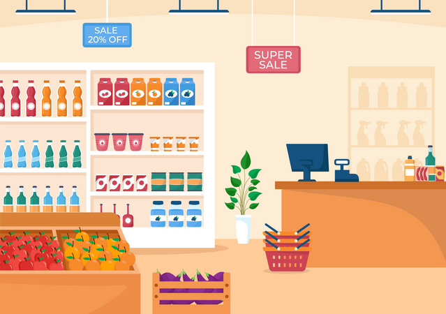 Retail grocery store  Illustration