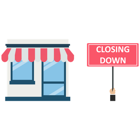 Retail shop with closing down sign  Illustration