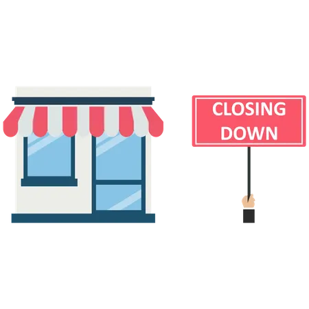 Retail shop with closing down sign  Illustration