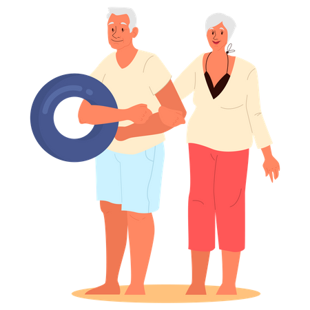 Retired couple on summer vacation  Illustration