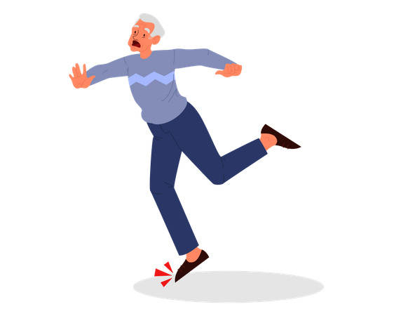 Retired men fell down  Illustration