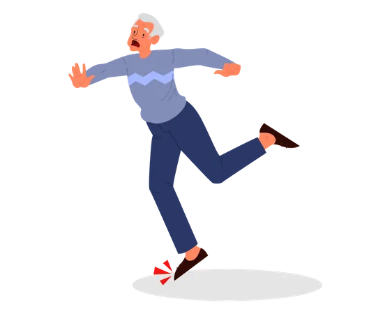 Retired men fell down  Illustration