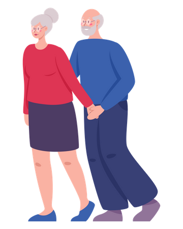Retired old couple spend time together Illustration